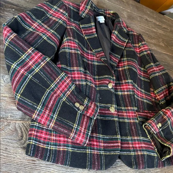 J. Crew tartan plaid 2 button school boy blazer wool NWOT size 14 - Picture 7 of 14